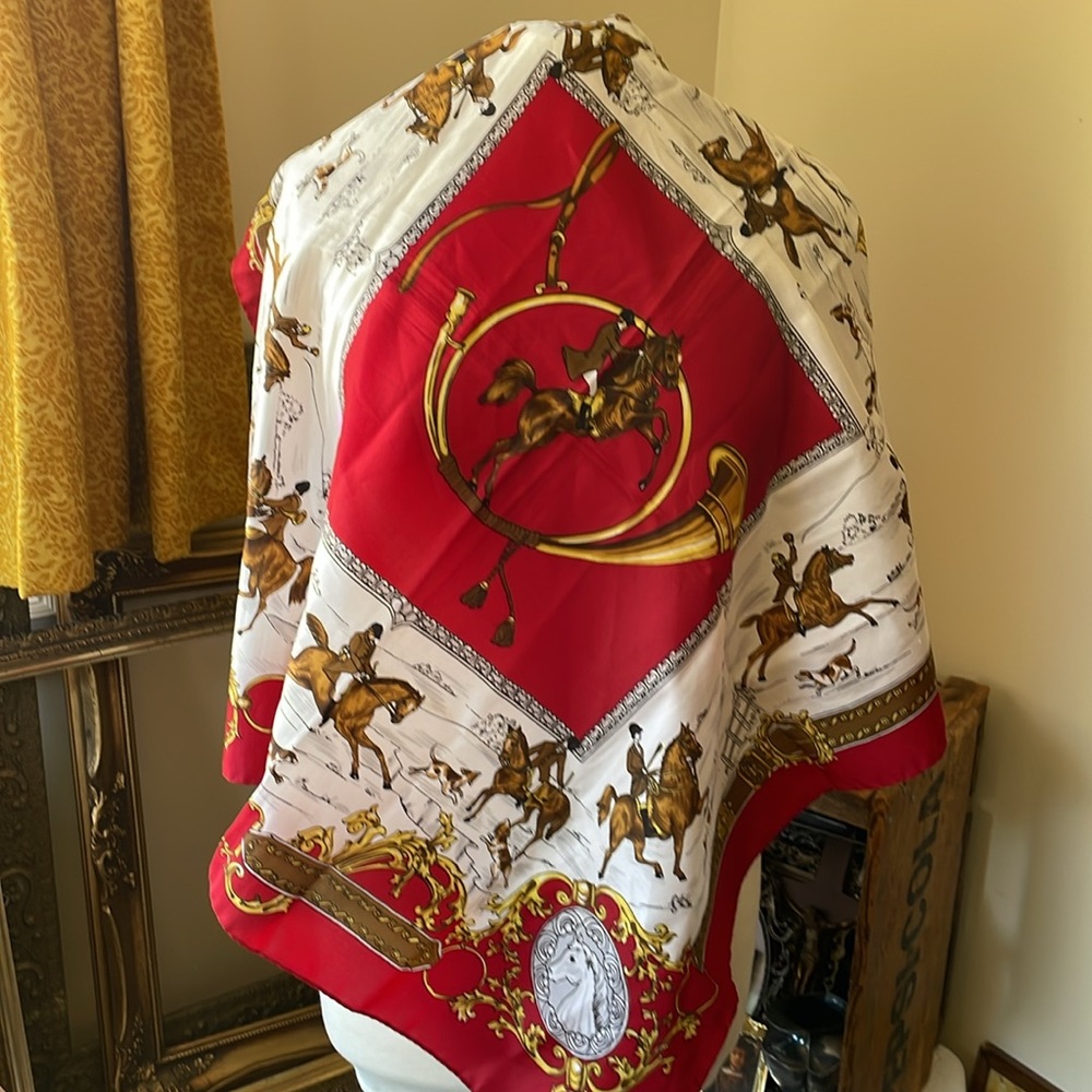 Vtg Horse Jumping Scarf - Picture 4 of 5